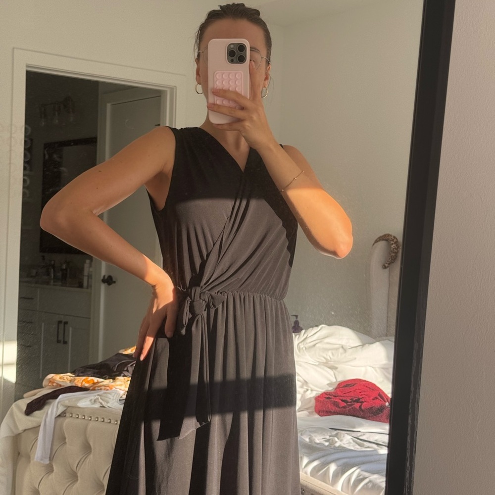 Tahari Woman Black Midi Dress